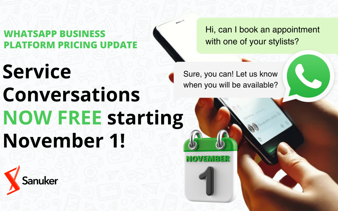 WhatsApp Business Platform Pricing Update: Service Conversations Now Free Starting November 1!